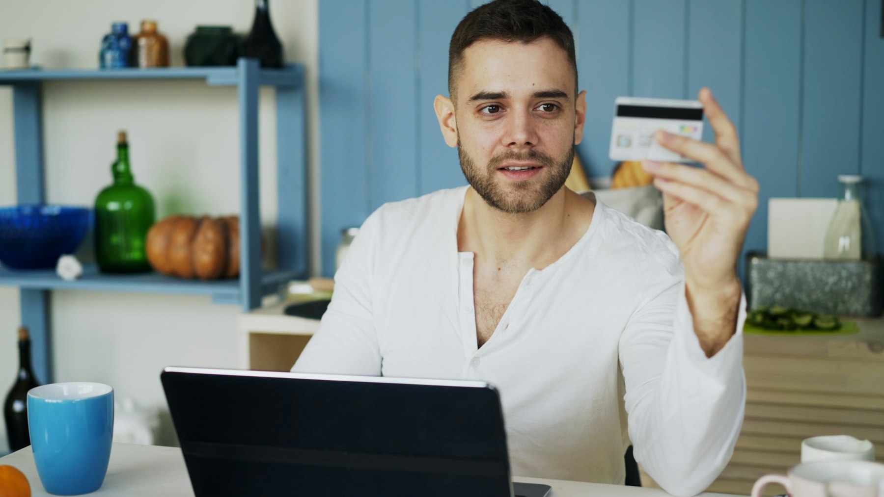 Online shopping and payment process on a laptop