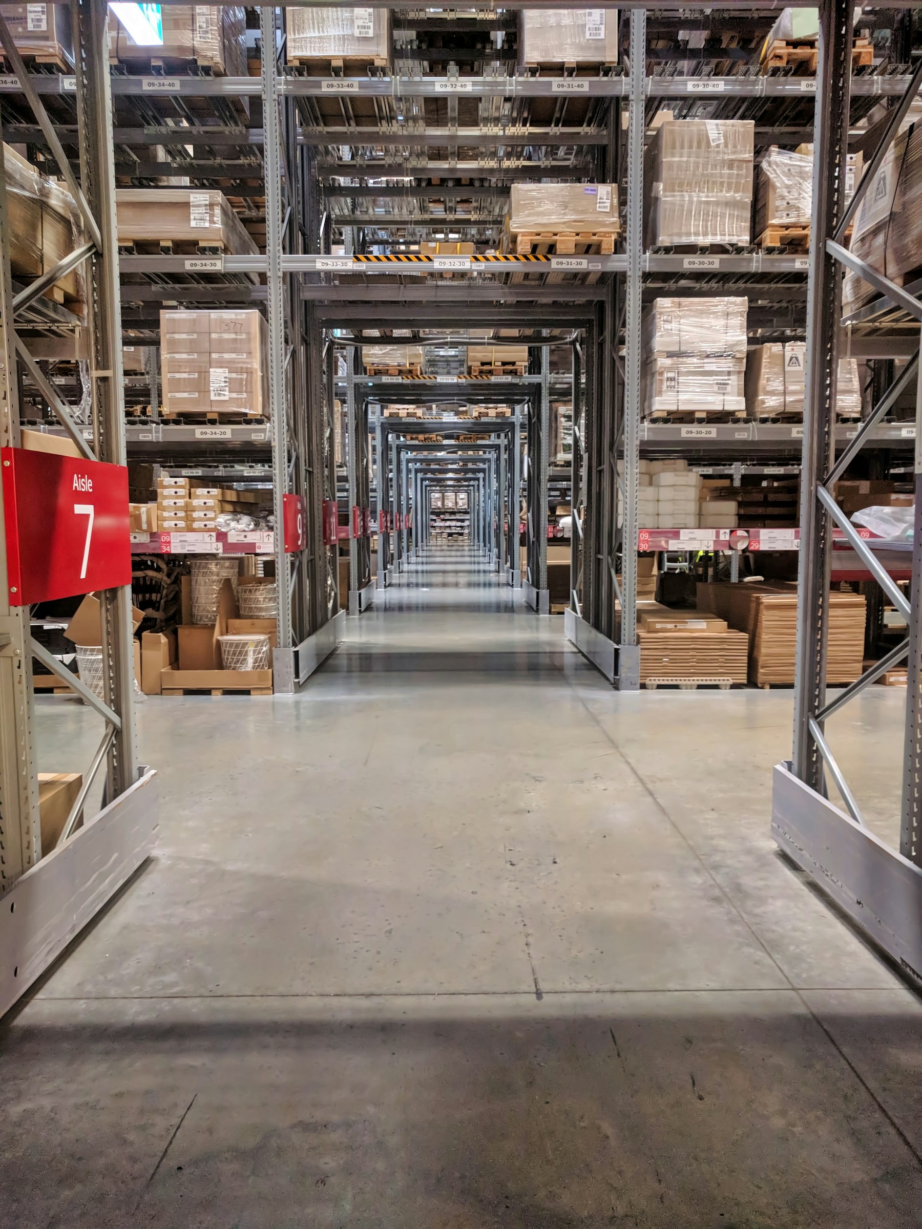 Warehouse shelves filled with inventory